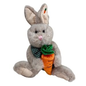 Walmart Bunny Rabbit Plush Tan Green Plaid Bow Tie Carrot Easter Stuffed Animal